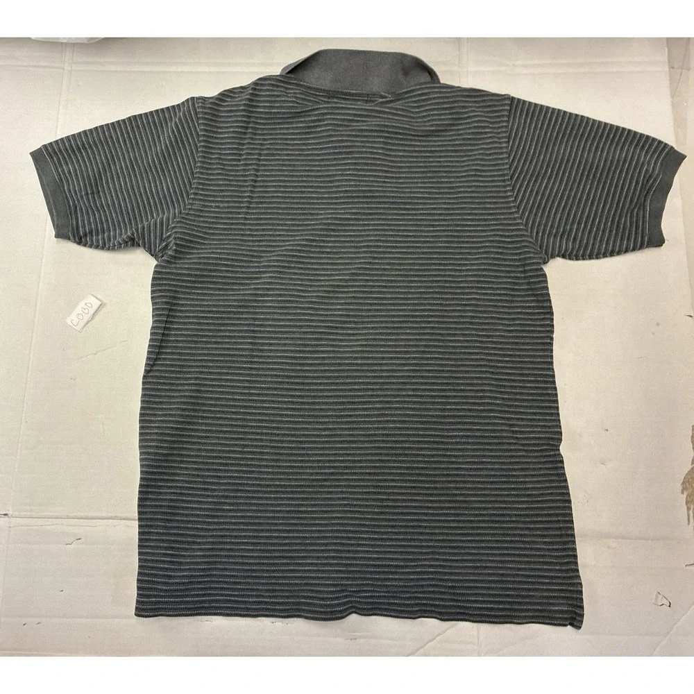 Banana Republic Mens Large Grey Striped Short Sleeve Cotton Polo‎ Shirt L